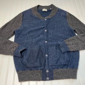 7 Diamonds Miller Sweater Cardigan Blue Gray Mens XL Wool Mohair Blend 959